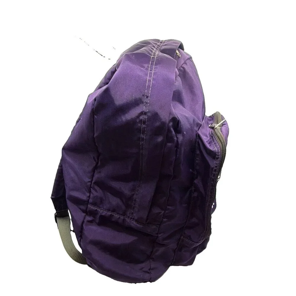 LL Bean Deluxe Book Pack Backpack Purple Grey Reflective Trim School Travel Bag